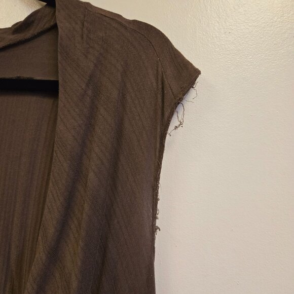 Garnet Hill S Brown Sleeveless Deep Cowl Neck Dress Sheer Gauzy Swim Coverup - Picture 4 of 12